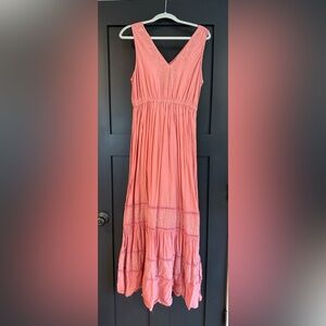 Lucky Brand Pink Sleeveless Dress with Embroidery. Size Large